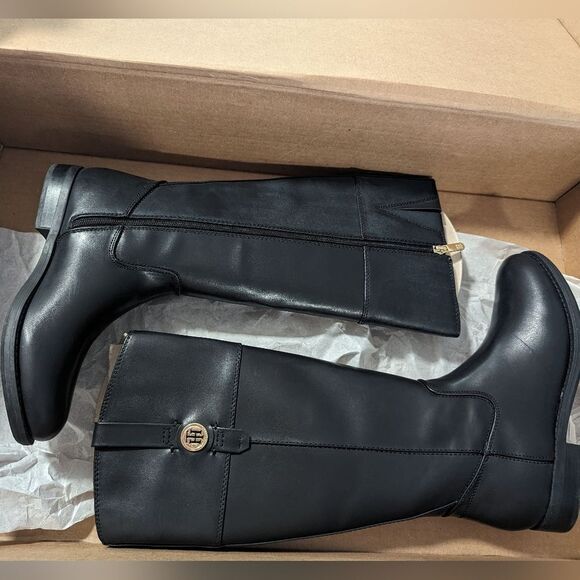 Tommy Hilfiger Shano black vegan leather tall riding boots women's 7.5 - Picture 9 of 9
